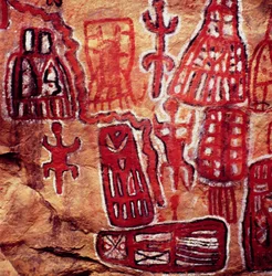 Prehistoric rock painting from the Songhai-Dogon region of Mali